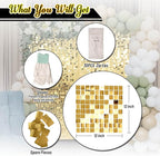 Kate Square Light Gold Sequin Wall Panels Shimmer Wall Birthday Party Backdrop Decorations (Pack of 12)