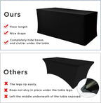 Nasitos Spandex Fitted Table Covers for 8 Foot Tables - 96 x 30 Inch - 2 Pack Black Stretch Table Clothes, Rectangle Fabric Tablecloths for Parties, Trade Show, Craft Show, Birthday