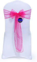 MDS Pack of 10 PCS Organza Chair Sashes Wider Dining Chair Bows Ribbon Tie Back for Wedding Party Birthday Bridal Shower Reception Event Banquet Home Chair Cover Decoration - Magenta