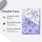 WRAPAHOLIC Jumbo Reversible Floral Wrapping Paper Roll - 30 Inch x 33 Feet - Purple Flower Wrapping Paper for Wedding, Bridal Shower, Mother's Day, Birthday, Baby Shower