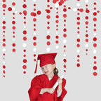 46 Ft Red Party Decorations Polka Dots Garlands Red and White Hanging Paper Circle Dots Streamer for Valentines Anniversary Birthday Graduation Wedding Christmas Holiday Bridal Shower Party Supplies