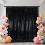 SquarePie Sequin Backdrop Less See Through Thick Background for Party Halloween Glitter Curtain 20FT x 10FT Black