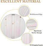 ShinyBeauty Sequin Backdrop 2FTx8FT Iridescent White 2 Pieces White Sequin Back Drop Glitter Background Sparkly Backdrop for Photograph Decorations