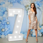 imprsv Marquee Numbers Large 7th-Birthday Decorations: 4ft Light Up Number Party Decor 7 Year Old Girl and Boy Birthday Decoration Backdrop Anniversary Cardboard Big Mosaic Balloon Frame Number 7