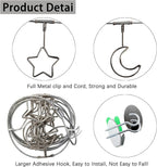 2 Pack Chain Photo Clip Hanging Photo Display Wall Photo Display Metal Photo String with 12 Clips Wall-Mounted Picture Holder for Hanging Painting Family Photos Artworks (Silver-Star and Moon)