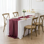 6Pack 9ft Chiffon Table Runner 14x108 Inch Sheer Romantic Table Runner for Wedding Birthday Party Bridal Shower Outdoor Decoration -Burgundy