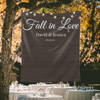 Wedding Backdrop for Reception, Custom Tapestry with Names & Date, Rustic Sign, Personalized Wood Photography Lights Banner Ceremony, Arch Decor One Size