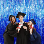 GOER 6.4 ft x 9.8 ft Metallic Tinsel Foil Fringe Curtains,Pack of 2 Party Streamer Backdrop for Birthday,Graduation Decorations and New Year Eve (Navy Blue)
