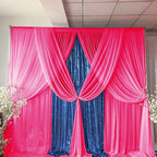DUOBAO Hot Pink Chiffon Backdrop Curtain-2 Panels 29"x108" Wedding Backdrop Drapes Beach Curtains for Living Room Voile Window Curtain Photography Backdrops for Weddings Decor, Ceremony Decorations