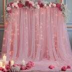 20x10 Dusty Rose Tulle Backdrop Curtains for Parties, Sheer Backdrop Curtain Wedding Photo Background Drapes for Baby Shower Photography Birthday Party