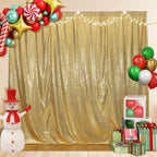 SquarePie Sequin Backdrop Curtain Less See Through Thick Glitter Background for Party 8FT x 10FT Gold