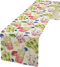 Ice Cream Table Runner, Watercolor Fruit Ice Popsicles Berry Kiwi Cold Summer Desserts Seasonal Dinner Runner for Party Holiday Home Kitchen Dining Table Decor 13"x60"