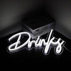 Looklight Drinks Neon Sign,Bar Neon Sign,Neon Signs for Wall Decor,Neon Sign For Room,White Neon Light Sign Led Neon Bar Signs USB Connectivity Light Up Wall Decor for Teen Room Bedroom Bar Store