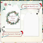 100PCS Christmas Gift Tags 10 Styles Watercolor Christmas Tree Pinecone Tags with String Celebrations Tag for Present Wrapping Xmas Holiday Seasonal Party Favors