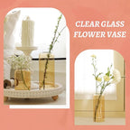 24pcs Glass Bud Vases Set, Clear Flower Vase for Centerpieces, Small Vases for Flowers, Decor Centerpiece for Bathroom, Decorative Vases for House Warming (Amber)
