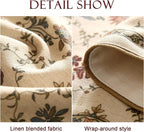 patdrea Designer Vintage Floral Linen Table Runner 87 Inch Long, Beige Cottage Rustic Bouquets Pattern Table Mat,Decor for Kitchen Dining Coffee Table Shelf Cabinet Banquet Christmas ,12"*87"