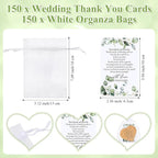 Uiifan 150 Set Wedding Favors for Guest Coaster Gifts Bulk Heart Shaped Coasters Thank You Cards Organza Bags Guest Souvenirs for Wedding Party Bridal Favors