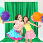 10ft x 10ft Green Backdrop Curtains for Parties, Fabric Satin Background Curtain with Rod Pockets for Weddings, Birthday, Baby Shower, Photography, Graduation Party Backdrop Drapes, 2 Panels