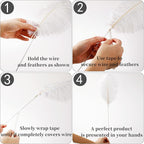 Holmgren White Ostrich Feathers Bulk - 20pcs Making Kit 22 Inch Large Ostrich Feathers for Vase, Floral Arrangement, Wedding Party Centerpieces and Christmas Home Decorations (White)
