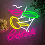 Cocktails Neon Sign, Cocktail Bar LED Neon Light for Wall Decor Dimmable Led Light Up Sign for Home Beer Bar Pub Night Club Party Man Cave Decoration Gift USB Powered(14.2"*7.5")
