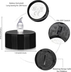 Nancia 50PACK Flameless LED Tea Lights Candles, Realistic and Bright Flickering Long Lasting 200Hours Battery-Powered, Ideal Party, Wedding, Birthday, Gifts Home Decoration Black