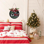 CHDITB Jesus is The Reason for The Season Front Door Sign Wreath(11.4"), Red Green Christmas Decoration Wall Hanging with Snowflakes Bow Berries, Wooden 3D Farmhouse Xmas Decor for Porch Indoor