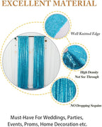 ShinyBeauty Sequin Backdrop Curtains 4 Panels Aqua 2FTx8FT Sequin Fabric Photo Backdrop Curtains Turquoise Glitter Curtains for Party