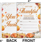 Thanksgiving Party Invitations, Fall Pumpkins Friendsgiving Thanksgiving Dinner Party Fill in Invites Cards With Envelopes (20 Count) Double Sided Design, Let's be Thankful Together