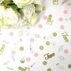 220PCS Two Silly Goose Birthday Decorations for Girl, Goose Dot Leaves Flower 2nd Birthday Confetti for Pink and Gold 2 Year Old Bday Decor