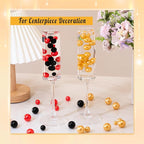 300Pcs Pearl Vase Filler, Gold No Hole Faux Pearl Beads for Centerpieces Vases, Candle Centerpieces, Wedding Birthday Party Home Decor 8/10/14/20mm