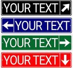 Custom Street Signs, Reflective Option, Single/Double Sided, Outdoor Metal Signs with Direction Arrow, Personalized Rust Free Aluminum, UV Protected & Weatherproof - 4x18 Inch