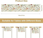 Floral Butterfly Table Runner,Rustic Colorful Flower Botanical Watercolor Pattern Print Burlap for Hotel Indoors Outdoor Dining Room Kitchen Holiday Party, 13x60in