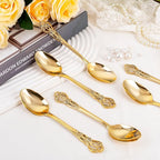 150PCS Gold Plastic Spoons - Gold Spoons Disposable - 8.1 Inch Heavy Duty Plastic Silverware - Heavyweight Elegant Disposable Utensils for Catering, Parties, Dinners, Weddings