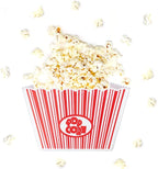 Hedume 6 Pack Popcorn Containers, Plastic Movie Theater Style Popcorn Container Set, Red & White Striped Classic Popcorn Boxes for Movie Night, Reusable (Square, 9" x 9" x 6")