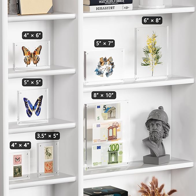 4x4 Acrylic Picture Frame 1 Pack, Clear Freestanding Double Sided Frameless Magnetic Photo Frames, Desktop Display Decor Gift