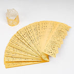 100pcs Disposable Rose Flower Paper Napkin Rings Laser Cut Foil Paper Napkin Holder, Leaf Vine Serviette Rings for Table Decoration,Christmas,Wedding,Party (Gold) (Pack of 2)