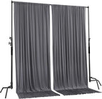 AK TRADING CO. 10 feet x 10 feet Charcoal IFR Polyester Backdrop Drapes Curtains Panels with Rod Pockets - Wedding Ceremony Party Home Window Decorations