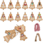 LOKIPA 120 Pieces Christmas Kraft Paper Gift Tags, Xmas Tree Present Hang Labels with 230 Feet Jute Twine Baker Twine for DIY Art Crafts