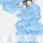 12 Pack Baby Blue Cheesecloth Table Runner 20 x 120 Inch Long Rustic Gauze Cheese Cloth Table Runner for Wedding 10FT Bridal Baby Shower Table Decorations Boho Fabric Sheer Birthday Party Table Decor