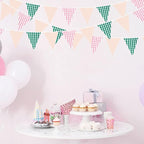 32Ft Pink Green Gingham Camp Bride Banner Green Pink Plaid Checkered Fabric Triangle Flag Pennant Garland Streamers for Camping Bachelorette Glamping Baby Shower Wedding Birthday Party Decorations