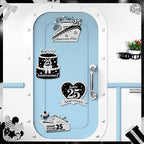 4 PCS Large 25th Anniversary Cruise Door Magnets Decorations Happy 25th Anniversary Cruise Ship Door Decor Magnetic Wedding Magnets Garage Refrigerator Car Magnets for Cabin Stateroom (Black Silver)