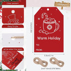 100PCS Christmas Gift Tags 10 Styles Merry Christmas Gift Tags with String Modern Kraft Name Tag for Present Wrapping Xmas Holiday Festive Party Favors