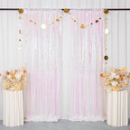 ShinyBeauty Sequin Backdrop Curtains 2FTx8FT 4 Panels Iridescent White - Sparkly Photo Background for Wedding, Party, Event Decor, Mermaid Shimmer Wall Backdrops