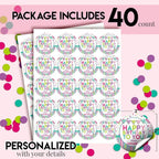 Custom & Personalized Happy Birthday to You Gift Tag Sticker Labels in Pastel Colors for Girls, 40 2" Party Circle Stickers by AmandaCreation, Also Great for Envelope Seals & Gift Bags