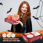 Faccito 36 Pcs Movie Night Snack Trays Movie Theater Snack Boxes Night Supply Disposable Paper Holder Tray for Popcorn Food Candy Drink Party 8 x 6 Inch (Red Black,Pumpkin Style)