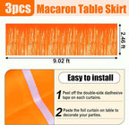 3 Pack 29x108 Inch Macaron Orange Foil Fringe Table Skirts Metallic Banner for Tinsel Streamer Garland Backdrop for Parade Floats Wedding Thanksgiving Birthday Christmas Halloween Party Decoration