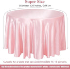 Ruisita 120 Inches Round Satin Tablecloths Light Pink Overlay Round Satin Table Cover Bright Silk Tablecloth Smooth Fabric Tablecloth for Wedding Banquet Table Decoration
