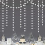 Snowflake-Snow Silver Christmas Party-Decoration Garland - 52ft Frozen Winter Wonderland Ornaments Hanging Paper Streamers,New Years Birthday Baby Shower Wedding Holiday Ceiling Decor Hugfond