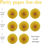 BARTHEW Yellow Birthday Decorations,DIY Yellow Paper Fans Hanging Decoration ,Party Supplies Party Fans 12in, Wedding Graduation Events Accessories 30 Color DIY Set （Yellow）