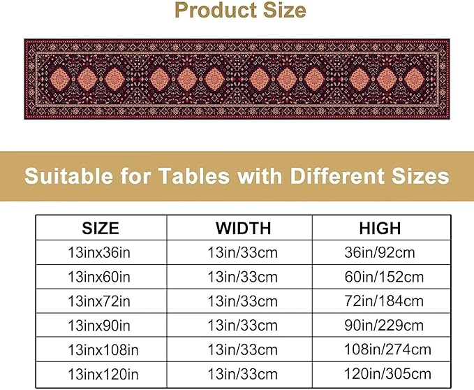 Vintage Boho Aztec Table Runner, Rustic Farmhouse Magical Kitchen Dining Home Party Table Decor 13x108in